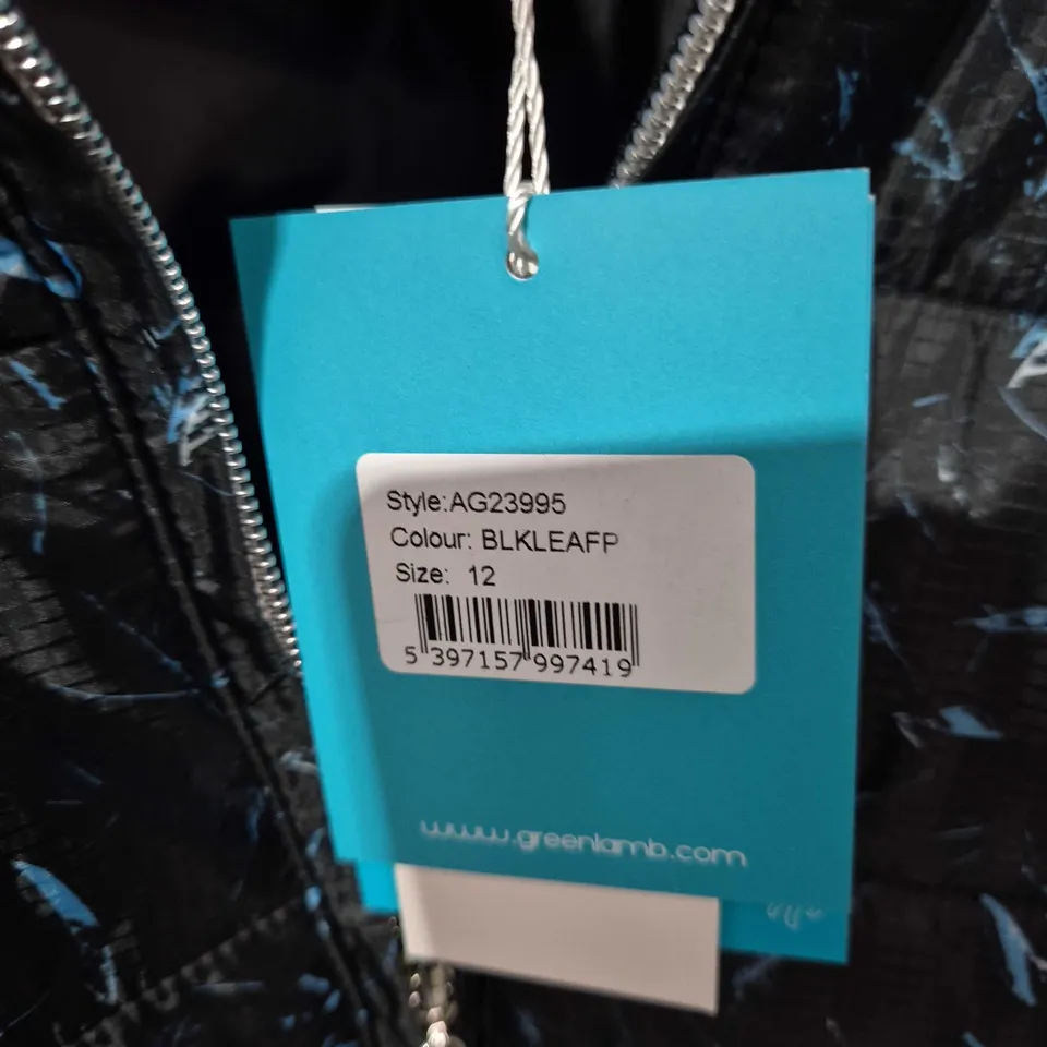 GREEN LAMB THERMO WINDBREAKER JACKET – WOMEN'S UK 12, BLACK WITH BLUE ACCENTS