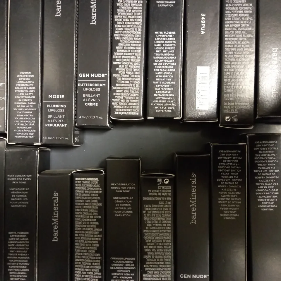 LOT OF APPROXIMATELY 20 BAREMINERALS LIP MAKE UP ITEMS