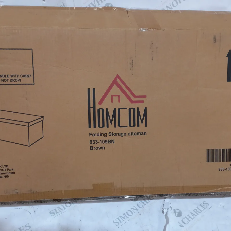 BOXED FOLDING STORAGE OTTOMAN BROWN