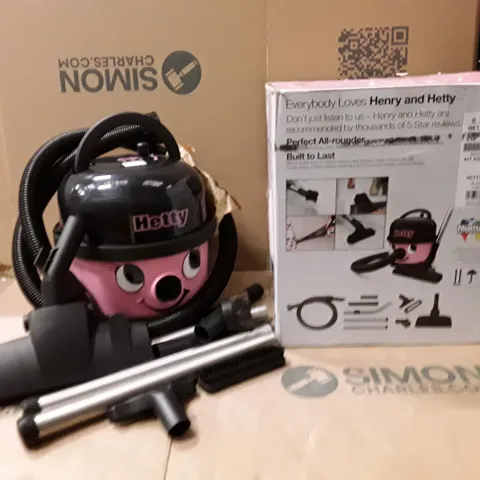 NUMATIC HETTY HET.160-11 CYLINDER BAGGED VACUUM CLEANER β PINK