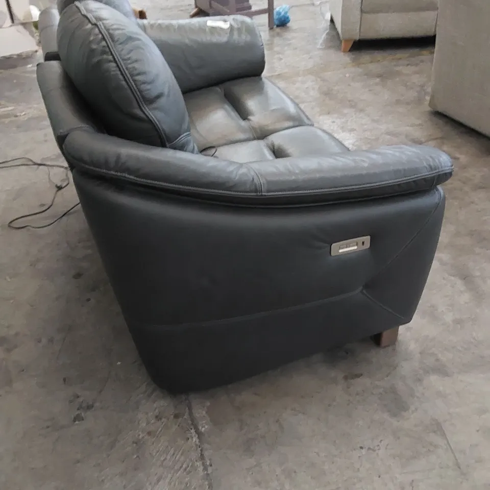 QUALITY G PLAN DESIGNER JACKSON 2 SEATER MANUAL RECLINER SOFA IN CAMBRIDGE PETROL BLUE LEATHER 