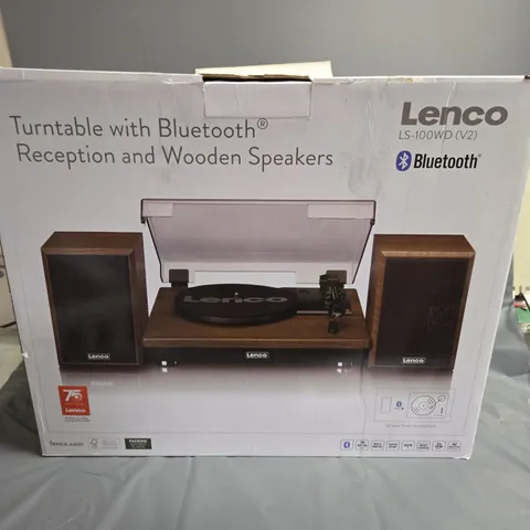 LENCO LS-100WD TURNTABLE WITH BLUETOOTH RECEPTION AND WOODEN SPEAKERS