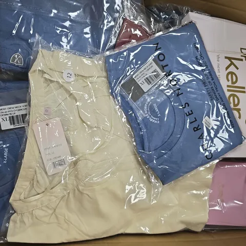 APPROXIMATELY 20 ASSORTED CLOTHING ITEMS IN VARIOUS SIZES, STYLES & COLOURS TO INCLUDE BRANDS SUCH AS DR KELLER, REGATTA, CHARLES NORTON, ETC - COLLECTION ONLY