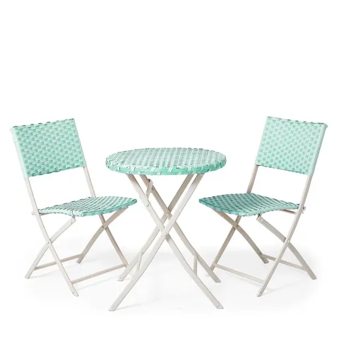 GARDEN STORIES SORBET COLLECTION PARISIAN 2 CHAIRS & TABLE BISTRO SET TURQUOISE