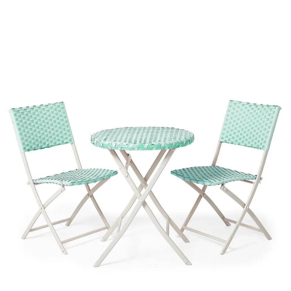 GARDEN STORIES SORBET COLLECTION PARISIAN 2 CHAIRS & TABLE BISTRO SET TURQUOISE
