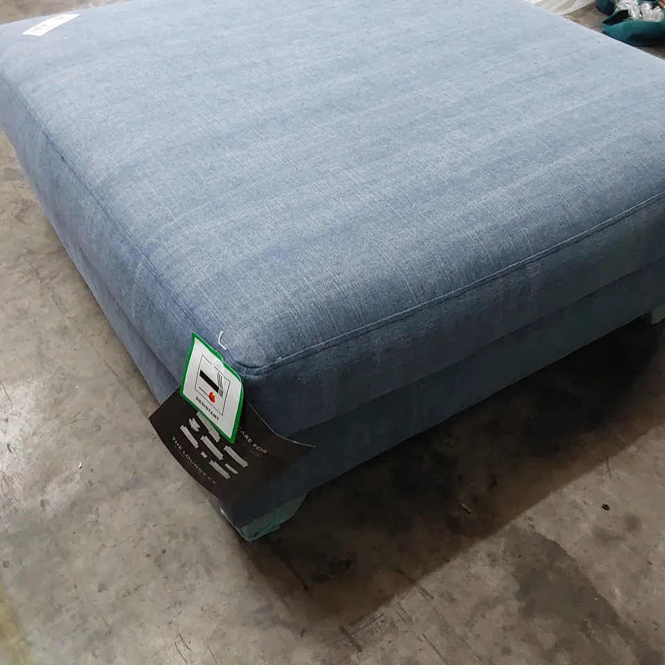 QUALITY BRITISH DESIGNER LOUNGE Co. LARGE SQUARE FOOTSTOOL BLUE FABRIC 