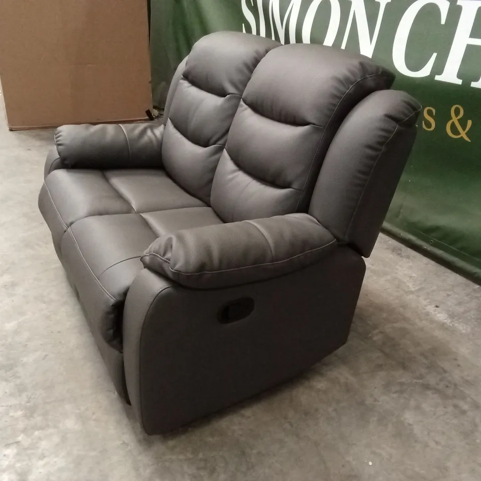 ROTHBURY LUXURY FAUX LEATHER HIGH BACK 2 SEATER MANUAL RECLINER SOFA - CHARCOAL RRP £629