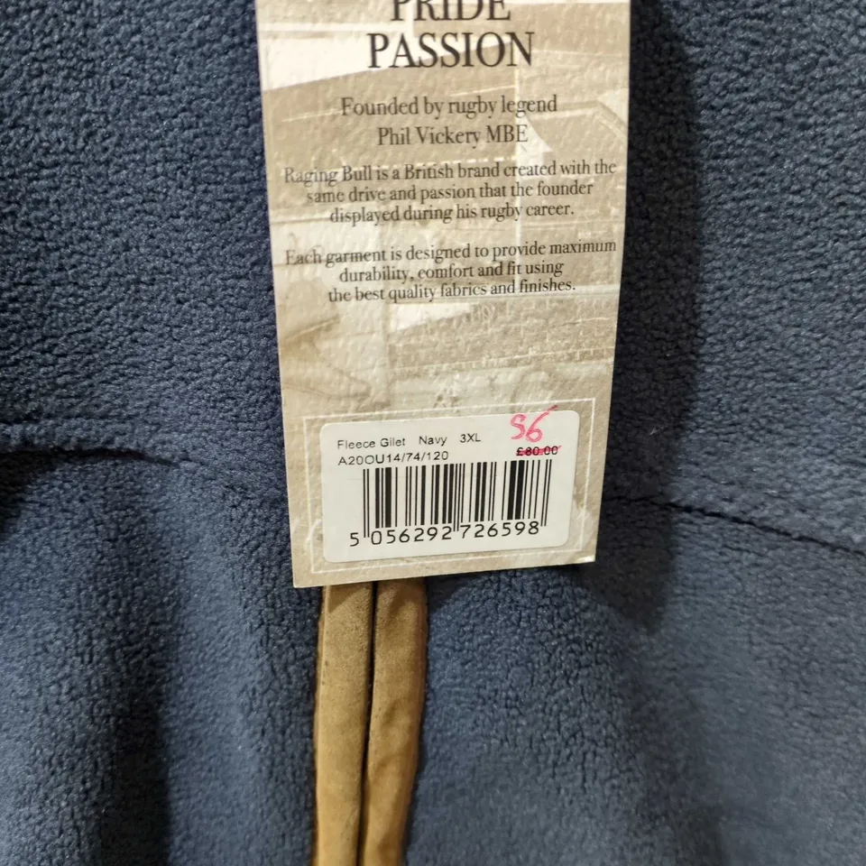 RAGING BULL FLEECE GILET IN NAVY SIZE 3XL