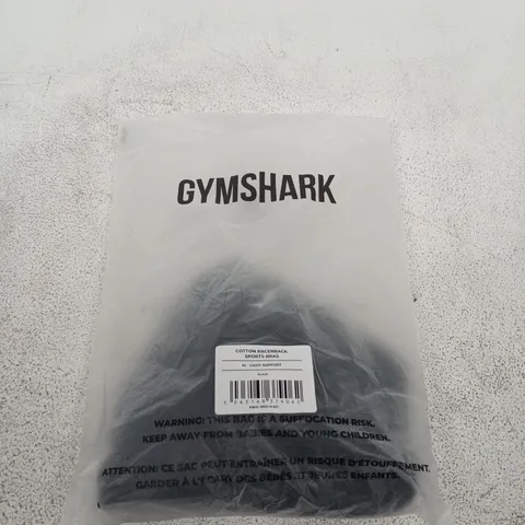 GYMSHARK COTTON RACERBACK SPORTS BRA – UK M, BLACK