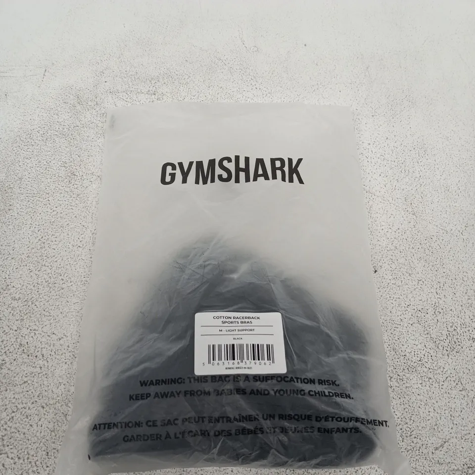 GYMSHARK COTTON RACERBACK SPORTS BRA – UK M, BLACK