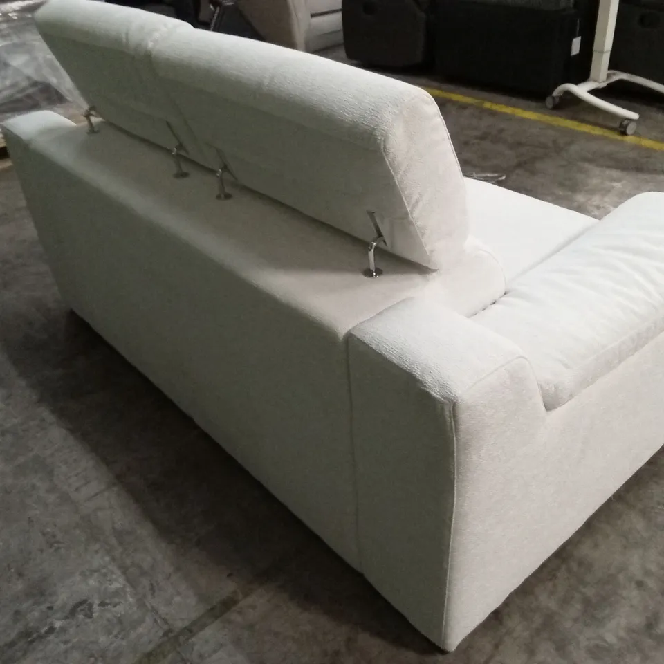 QUALITY DESIGNER ITALIAN MADE DEGANO 2 SEATER FABRIC UPHOLSTERED SOFA - WHITE