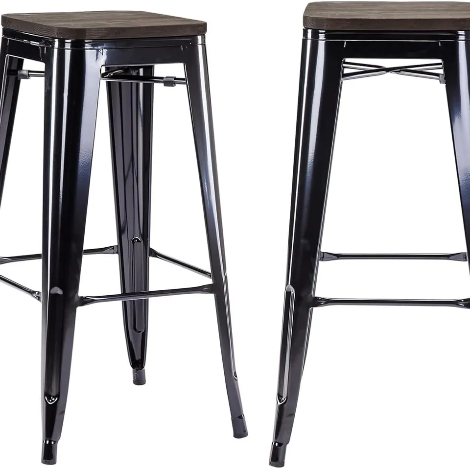 BOXED DUHOME BAR CHAIRS (SET OF 2) - GREY/GOLD/BLACK (1 BOX)
