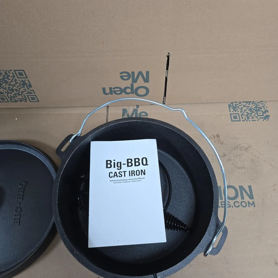 BIG-BBQ CAST IRON GRILL PAN WITH LID