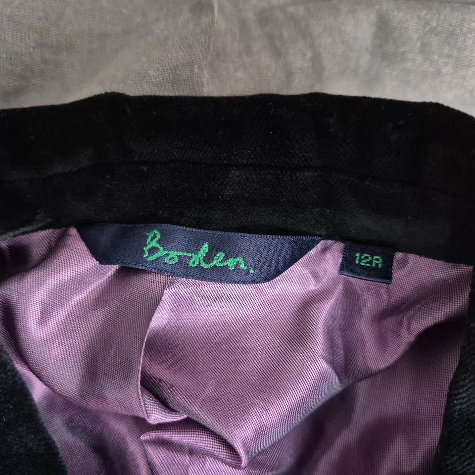 BODEN BLACK VELVET BLAZER COAT – WOMEN'S UK 12 (12R)