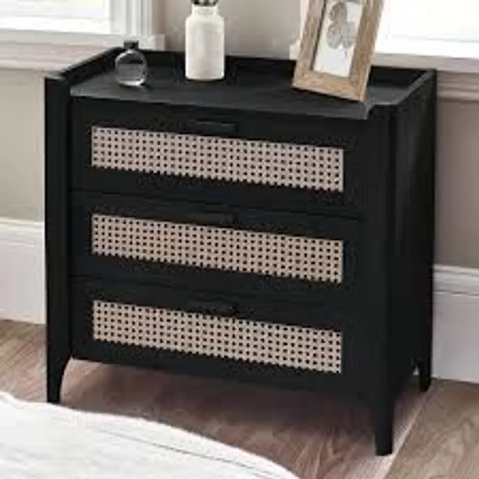 BOXED 3 DRAWER CHEST - BLACK ASH (1 BOX)