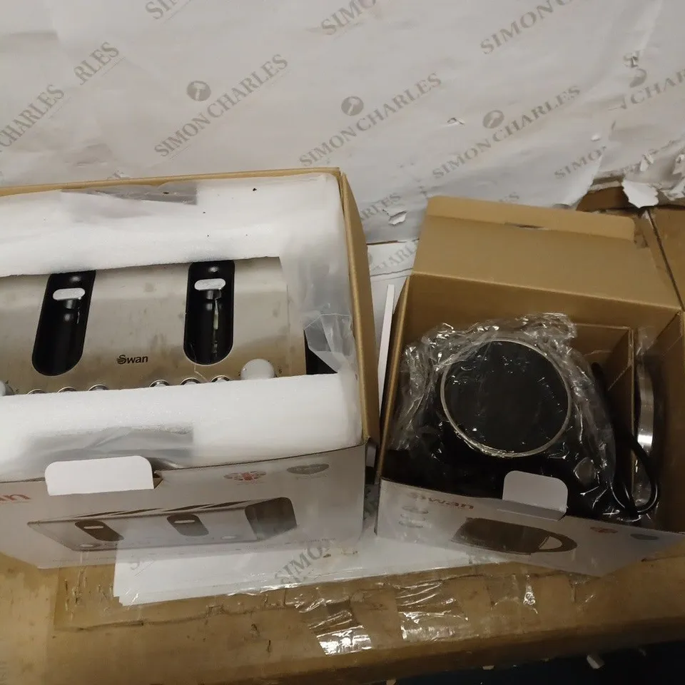 SWAN KETTLE & TOASTER 4-SLICE TWIN PACK - BLACK RRP £49