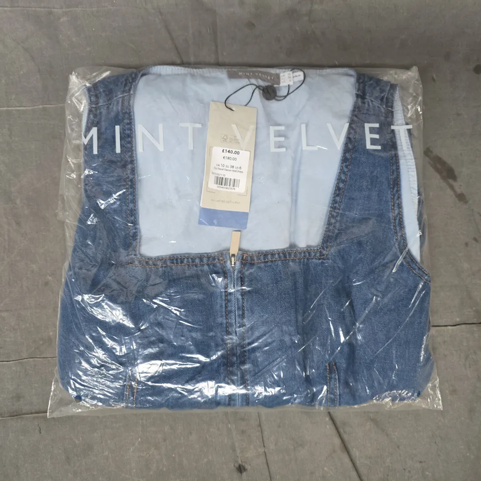 MINT VELVET ZIP DETAIL DENIM MIDI DRESS IN BLUE SIZE UK 10