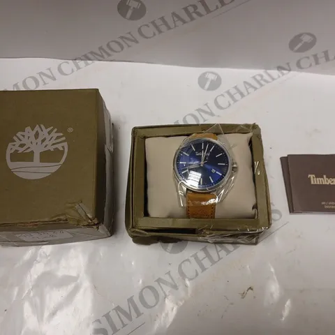 TIMBERLAND BOXED WATCH IN BROWN/SILVER/NAVY