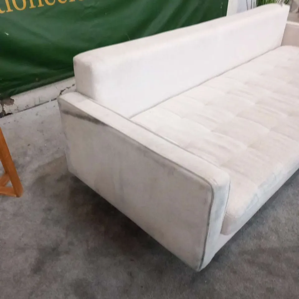 DESIGNER BEIGE FABRIC LARGE SOFABED WITH STORAGE