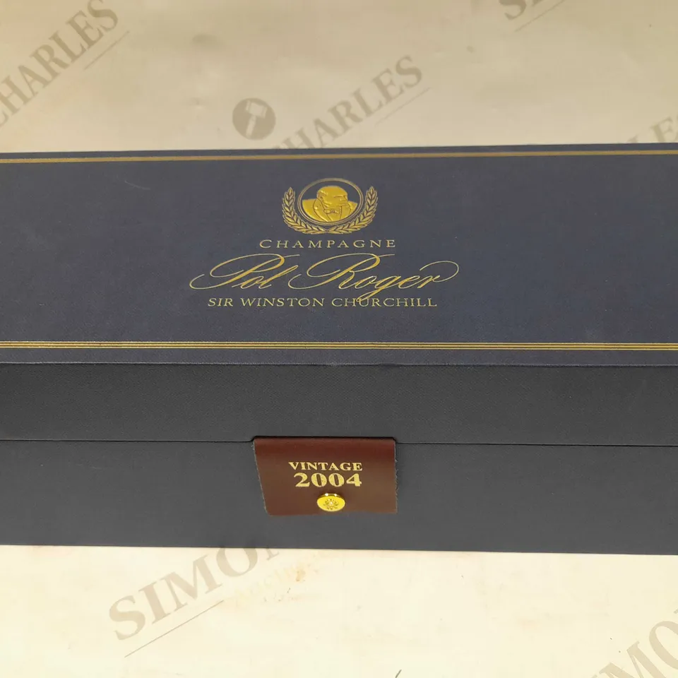 BOXED POL ROGER SIR WINSTON CHURCHILL CHAMPAGNE VINTAGE 2004 75CL BY APPOINTMENT TO H.M. QUEEN ELIZABETH II PURVEYORS OF CHAMPAGNE POL ROGER