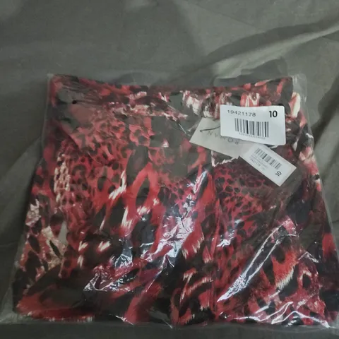 ROMAN WOMEN'S RED ANIMAL PRINT PUFF PRINT GARMENT – UK 10