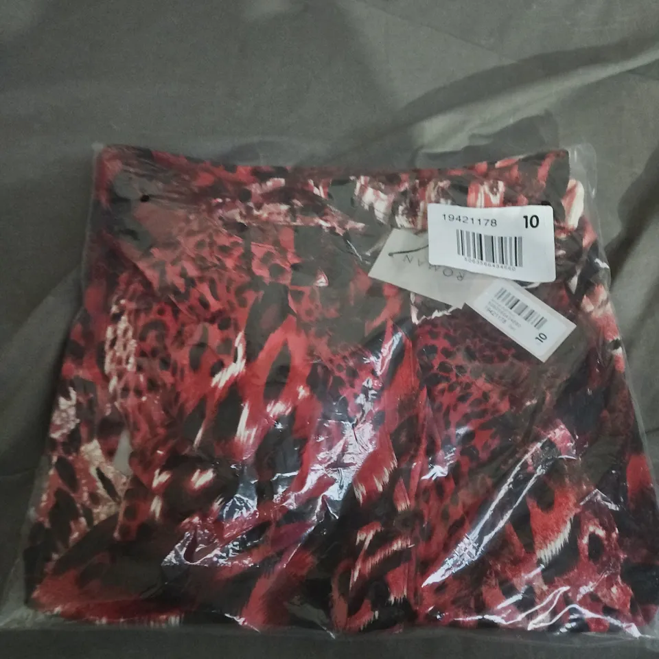 ROMAN WOMEN'S RED ANIMAL PRINT PUFF PRINT GARMENT – UK 10