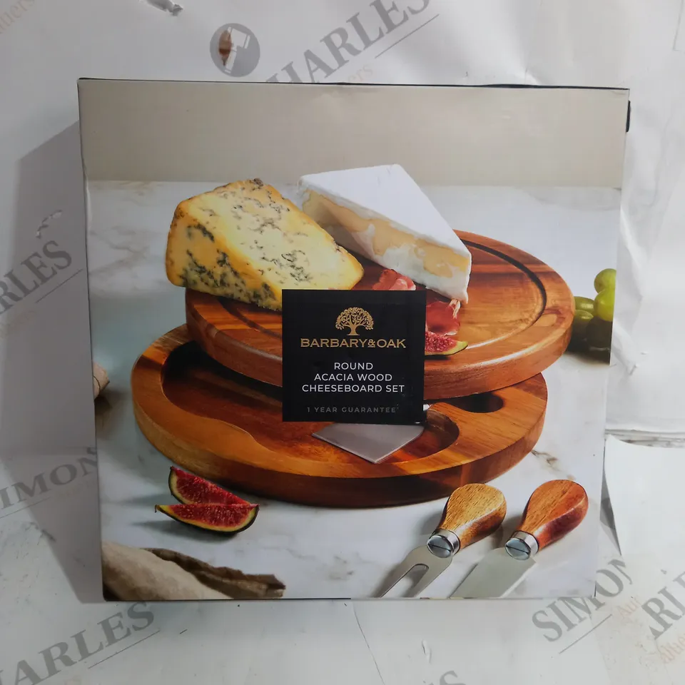 BARBARY&OAK ROUND ACACIA WOOD CHEESEBOARD SET 