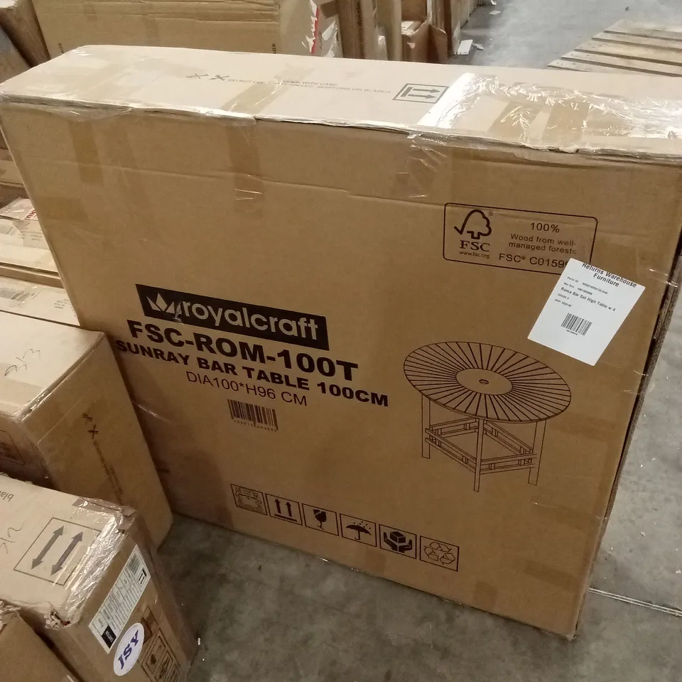 BOXED ROYALCRAFT SUNRAY GARDEN BAR TABLE 100cm (1 BOX)
