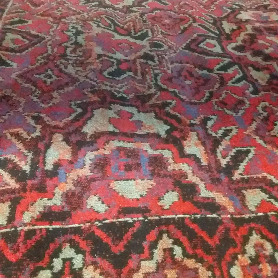 ABSTRACT RED BLACK BLUE RUG - 160 X 230CM