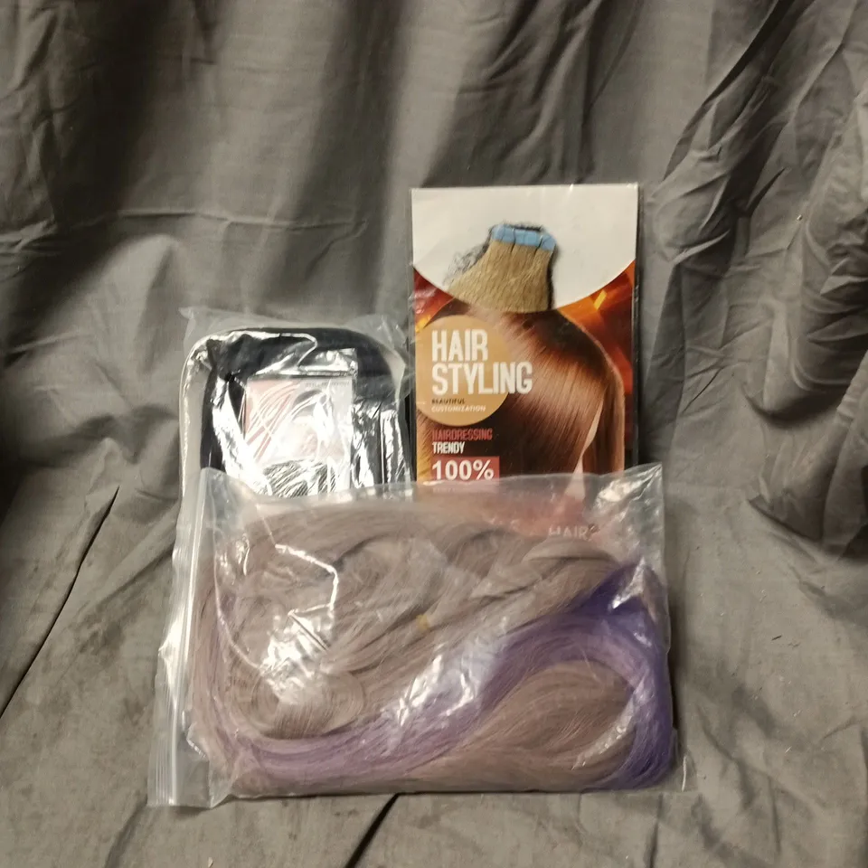 APPROXIMATLEY 12 ASSORTED HAIR CARE PRODUCTS INCLUDING WIGS AND EXTENSIONS