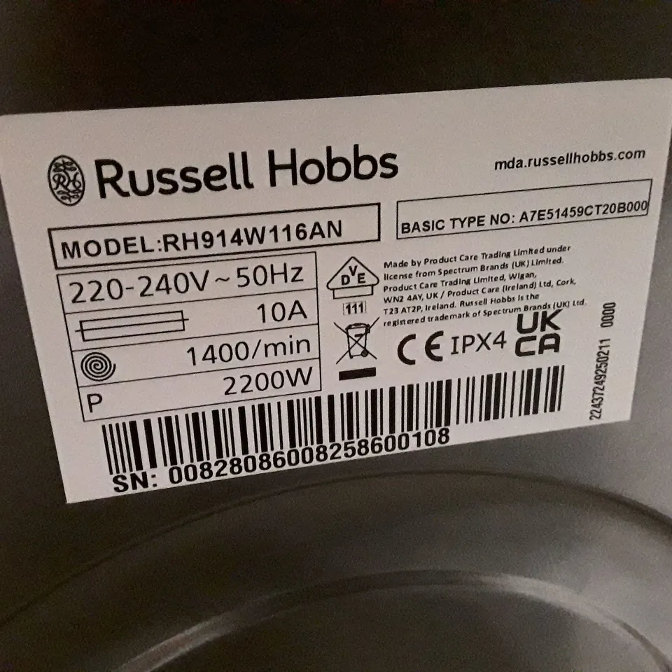 RUSSELL HOBBS RH914W116AN 16 SERIES 9KG LOAD, 1400RPM SPIN WASHING MACHINE - ANTHRACITE