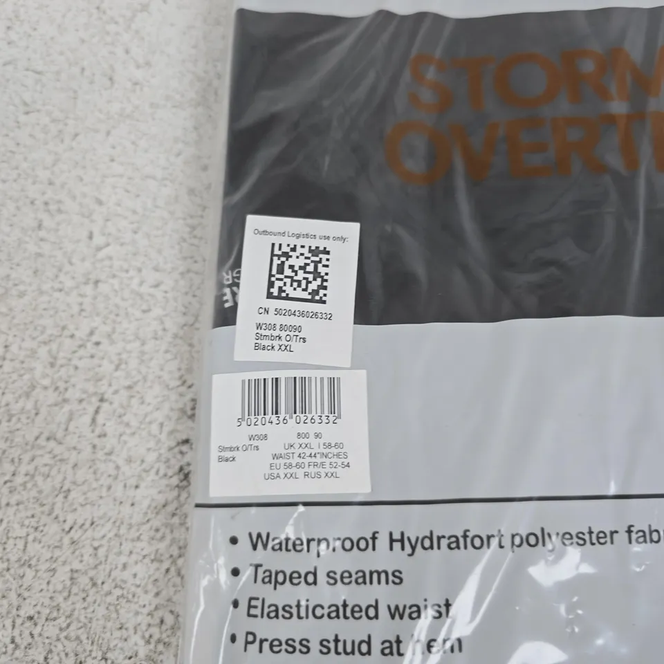 REGATTA STORM BREAK OVERTROUSER – BLACK, UK XXL (HYDRAFORT WATERPROOF)