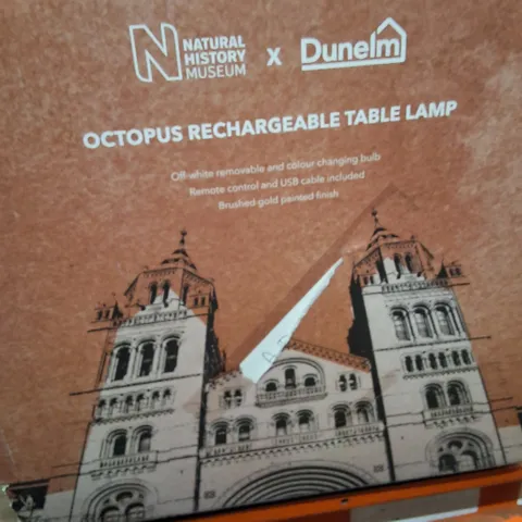BOXED OCTOPUS RECHARGEABLE TABLE LAMP – NATURAL HISTORY MUSEUM X DUNELM, BRUSHED GOLD FINISH