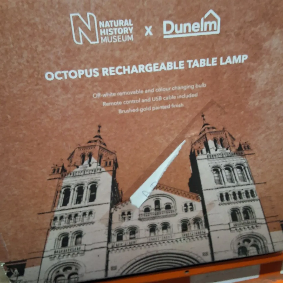 BOXED OCTOPUS RECHARGEABLE TABLE LAMP – NATURAL HISTORY MUSEUM X DUNELM, BRUSHED GOLD FINISH