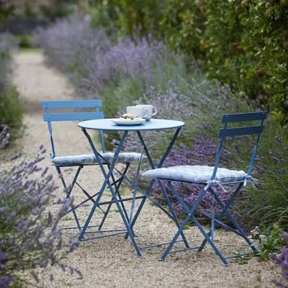 BOXED GARDEN METAL BISTRO SET - BLUE (1 BOX)