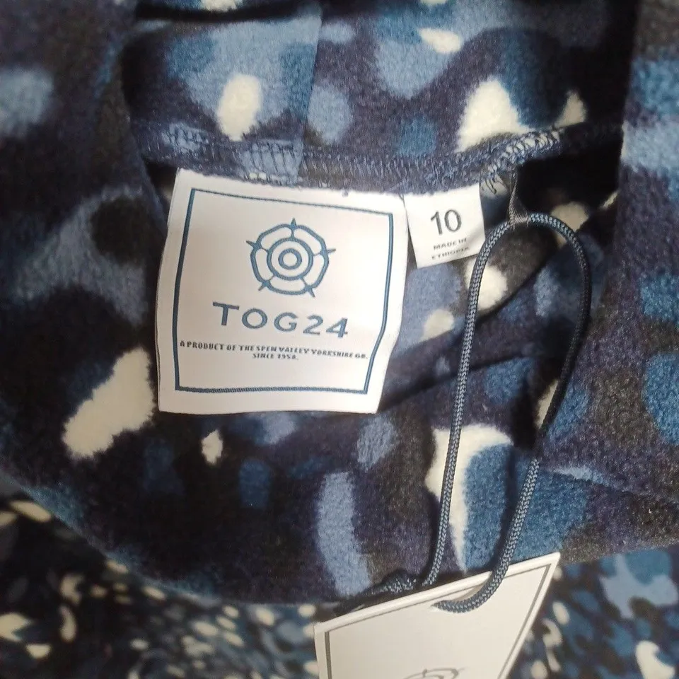 TOG24 FLEECE JACKET WITH HOOD - BLUE SPECKLE PATTERN, UK 10