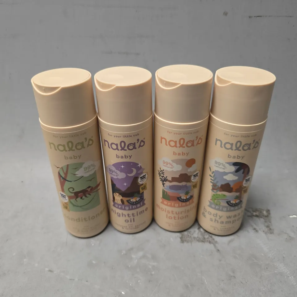 TOTE OF APPROXIMATELY 10 NALAS BABY ITEMS TO INCLUDE - MOISTURISING LOTION , NIGHTIME OIL , CONDITIONER ETC