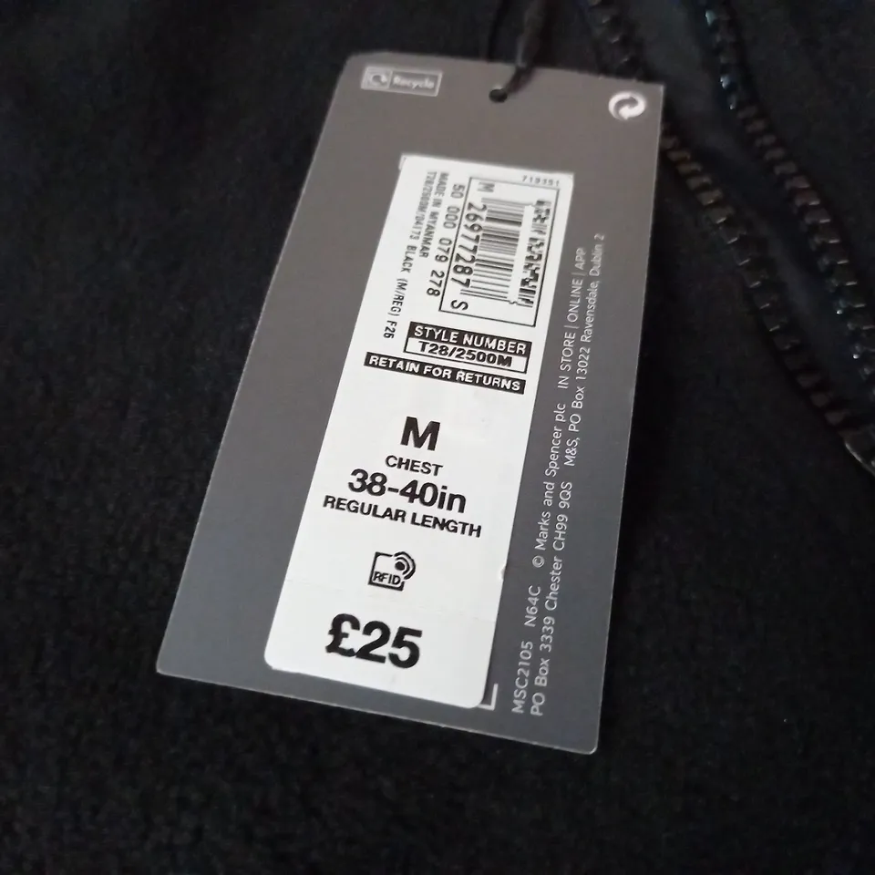 M&S BLACK ZIP THROUGH FLEECE - M