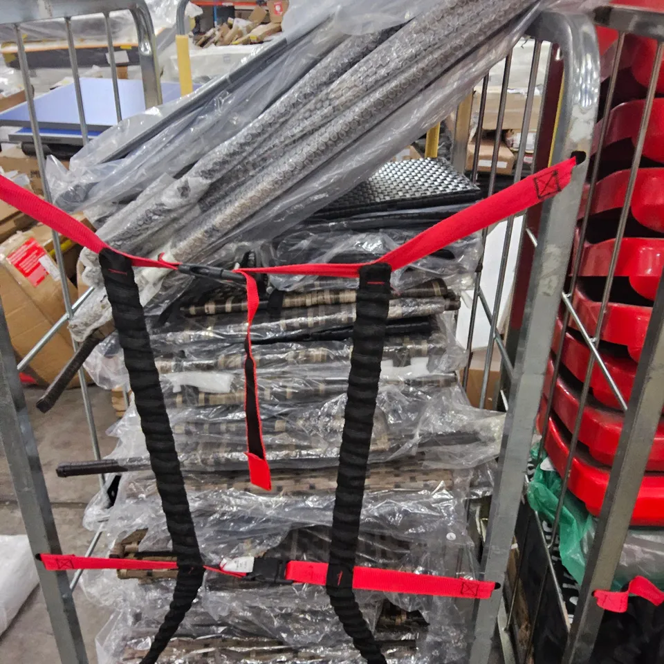CAGE OF ASSORTED GARDEN FURNITURE PARTS (CAGE NOT INCLUDED)