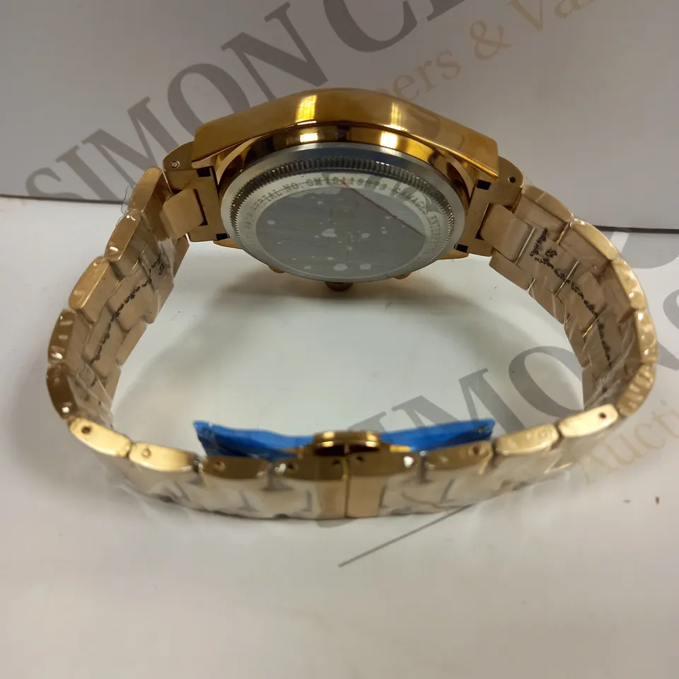 BOXED GAMAGES LONDON ENTERPRISE MENS AUTOMATIC ROSE GOLD STAINLESS STEEL BRACELET WATCH