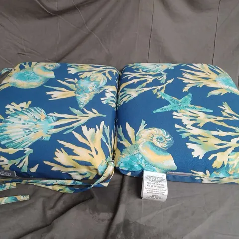 PAIR OF PILLOW PERFECT SEAT CUSHIONS IN BLUE SEA LIFE