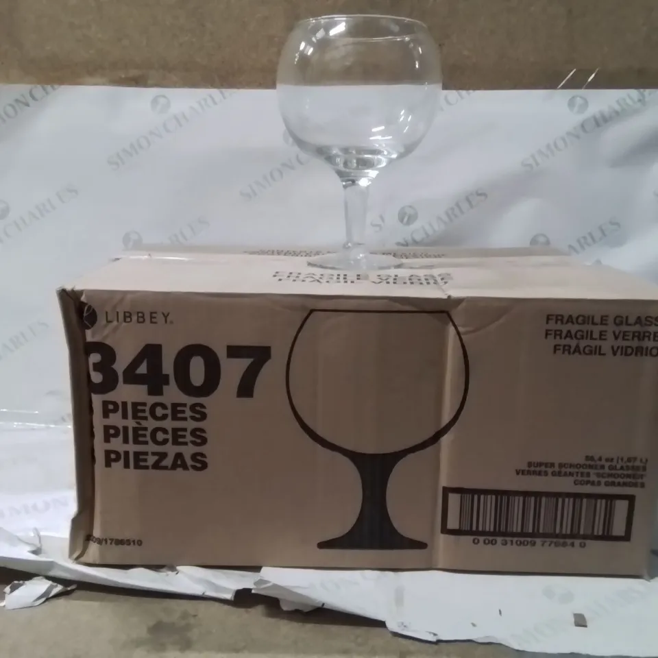 BOXED LIBBEY SUPER SCHOONER GLASSES APPROXIMATELY 6