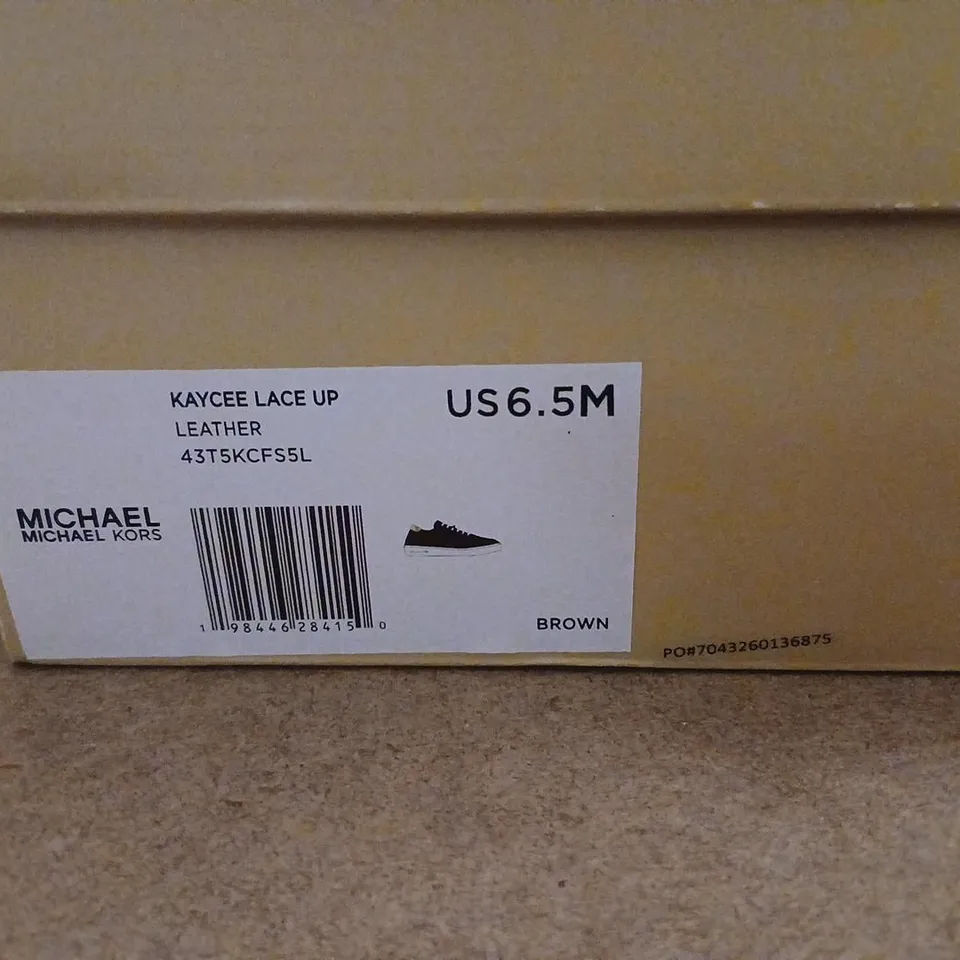 MICHAEL KORS KAYCEE LACE-UP LEATHER SNEAKERS – UK 4.5 (US 6.5), BROWN