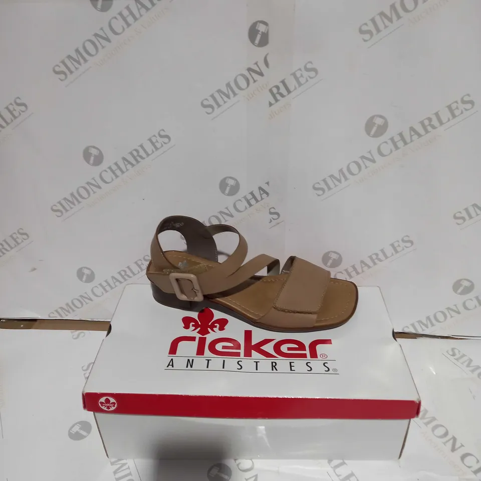 BOXED PAIR OF RIEKER ANTISTRESS BEIGE SANDAL US 6