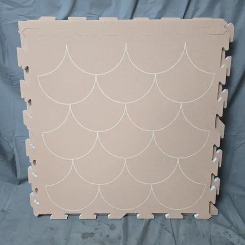 SET OF 6 INTERLOCKING FOAM PLAYMAT IN ROSE WITH SCALLOP PATTERN - APPROX 64X64CM