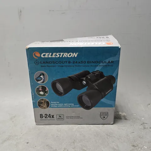 BOXED CELESTRONG LANDSOUNT 8-24X50 BINOCULAR 