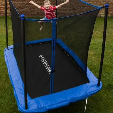 BOXED SPORTSPOWER 8' × 6' BOUNCE PRO RECTANGULAR TRAMPOLINE & ENCLOSURE