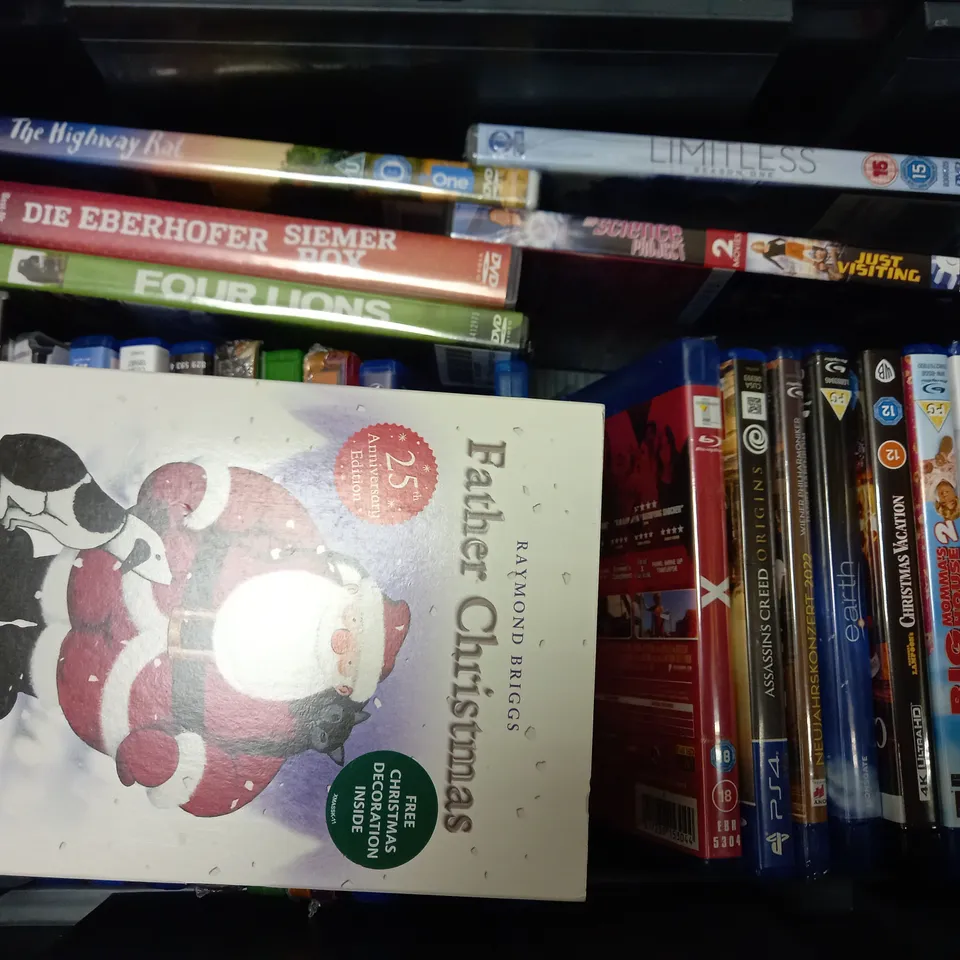 BOX OF APPROX 30 DVDS AND VIDEO GAMES TO INCLUDE GRAVITY, SING, WATCHMEN