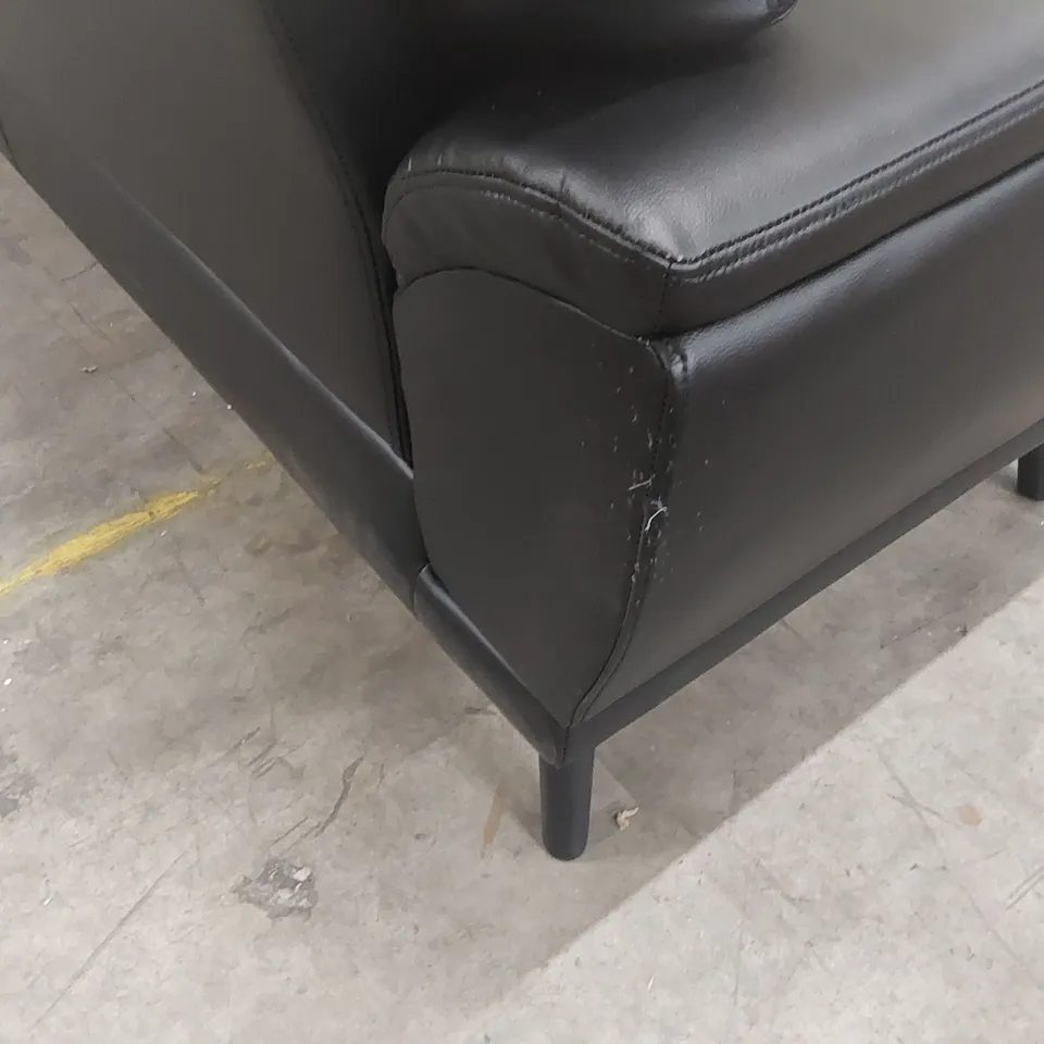 QUALITY DESIGNER 3-SEATER FAUX LEATHER BLACK SOFA