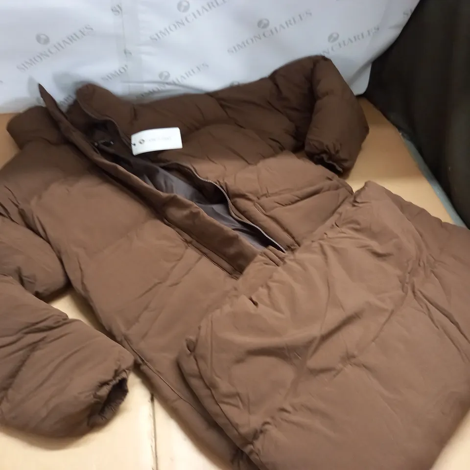 I SAW IT FIRST BROWN PADDED LONGLINE COAT - 6 (2XS)